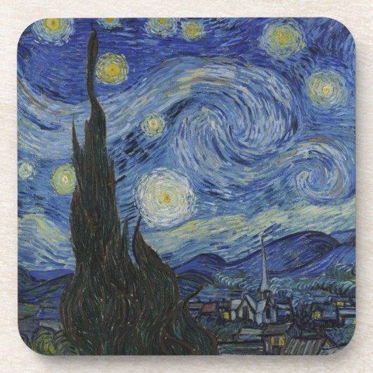 The Starry Night, oil painting, Vincent Van Gogh コースター (正面)