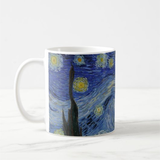 The Starry Night, oil painting, Vincent Van Gogh コーヒーマグカップ (左)