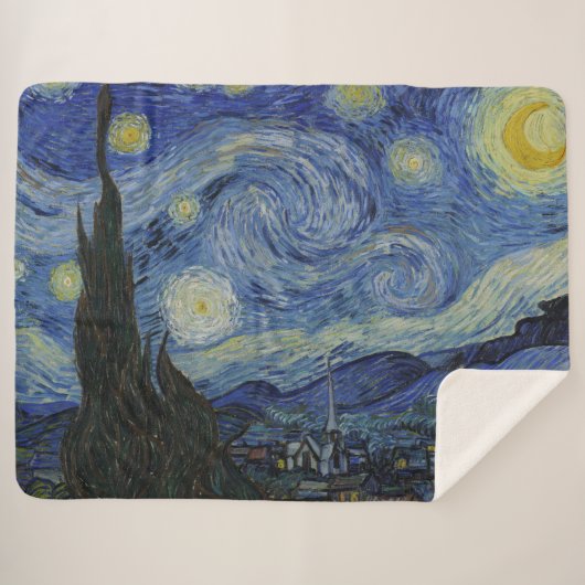 The Starry Night, oil painting, Vincent Van Gogh シェルパブランケット (正面(横))