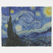 The Starry Night, oil painting, Vincent Van Gogh フリースブランケット (正面(横))