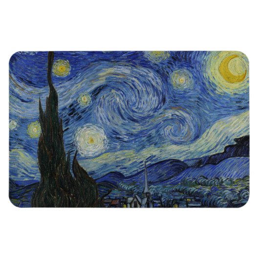 The Starry Night, oil painting, Vincent Van Gogh マグネット (横)