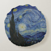 The Starry Night, oil painting, Vincent Van Gogh ラウンドクッション (裏面)