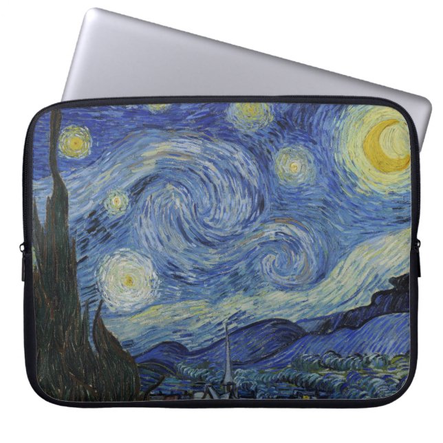 The Starry Night, oil painting, Vincent Van Gogh ラップトップスリーブ (正面)