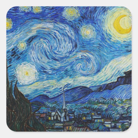 The Starry Night - Vincent Van Gogh スクエアシール (正面)