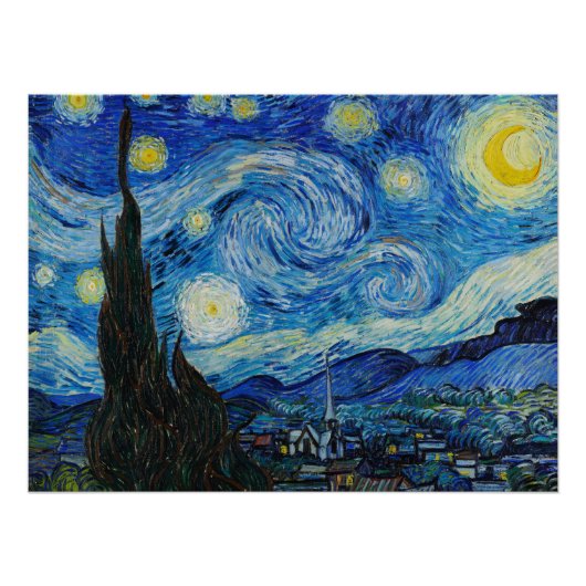 The Starry Night - Vincent Van Gogh ポスター (正面)