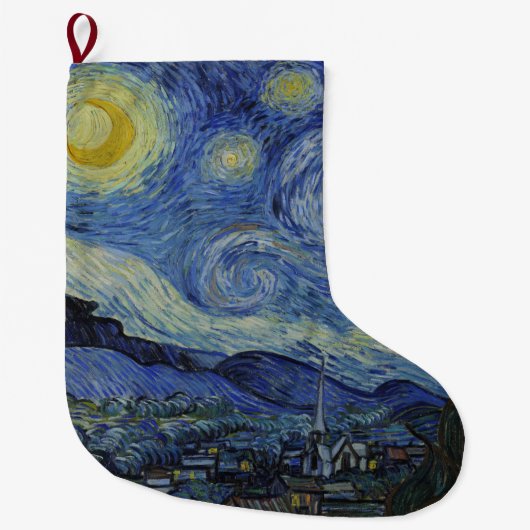 The Starry Night (Vincent van Gogh) (Famous Art) ラージクリスマスストッキング (正面)