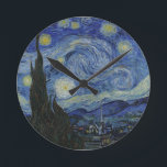 The Starry Night Wall Clock ラウンド壁時計<br><div class="desc">The Starry Night by Vincent van Gogh The Starry Night is a painting by Dutch post-impressionist artist Vincent van Gogh. The painting depicts the view outside his sanitarium room window at night, although it was painted from memory during the day. The center part shows the village of Saint-Rémy under a...</div>