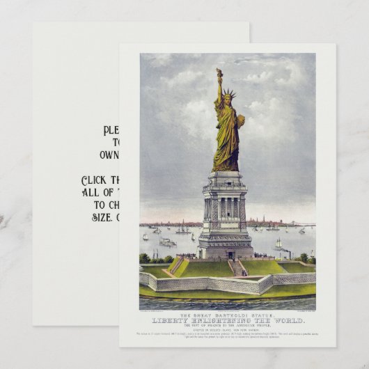 The Statue of Liberty, The Great Bartholdi Statue 招待状 (正面/裏面)