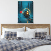  The Steam Giant in Sunlit Snow キャンバスプリント (インサイチュ (寝室))