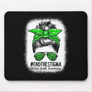 The Stigma Messy Bun Women - Mental Health Awarene マウスパッド