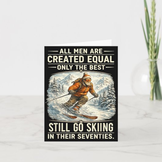 The Still Go Skiing In Their Seventies Funny Skier カード (正面)
