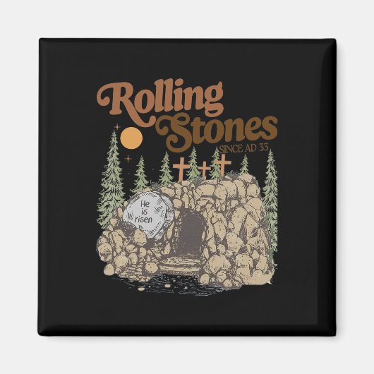 The Stone Was Rolled Away He Is Alive Retro Christ マグネット (正面)