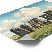 The Stonehenge Japanese Woodblock Print ポスター (角)