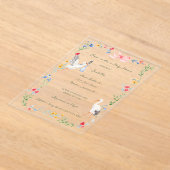 The Stork Heirloom Rose & Ribbon Baby Shower  アクリル招待状 (レイダウン)