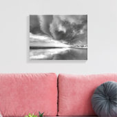 The Storm On New Smyrnaビーチ（白黒） キャンバスプリント (インサイチュ (リビング))