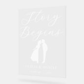 The Story Begins Personalized Wedding Welcome アクリルサイン (傾斜)