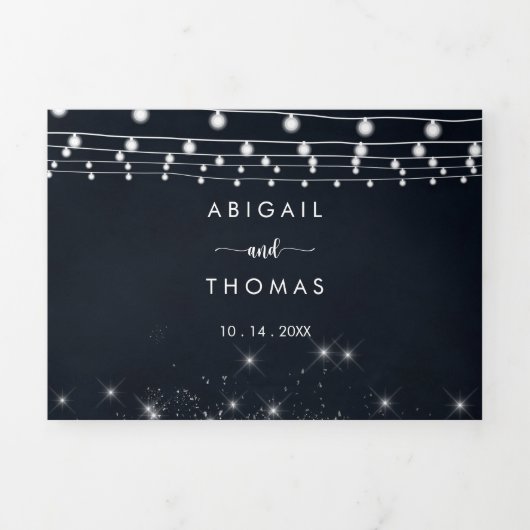 The String 素朴 Lights Tri Foldの 三つ折り招待状 (カバー)