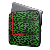 The Striped Green Leopard Computer Electronics Bag ラップトップスリーブ (正面左)