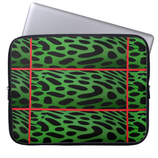The Striped Green Leopard Computer Electronics Bag ラップトップスリーブ