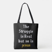 The Struggle Is Real But So Is Jesus Faith Men Wom トートバッグ (裏面)