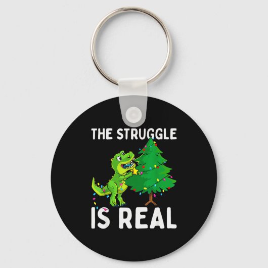 The Struggle Is Real Dinosaur &amp; X-mas Tree Chr キーホルダー (正面)