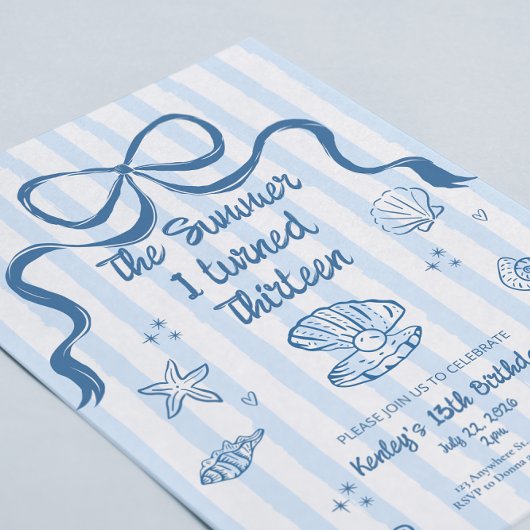 The Summer I turned 13 Birthday Invitation 招待状