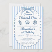 The Summer I Turned One Beach Blue 1st Birthday 招待状 (正面)