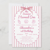 The Summer I Turned One Beach Pink 1st Birthday 招待状 (正面)