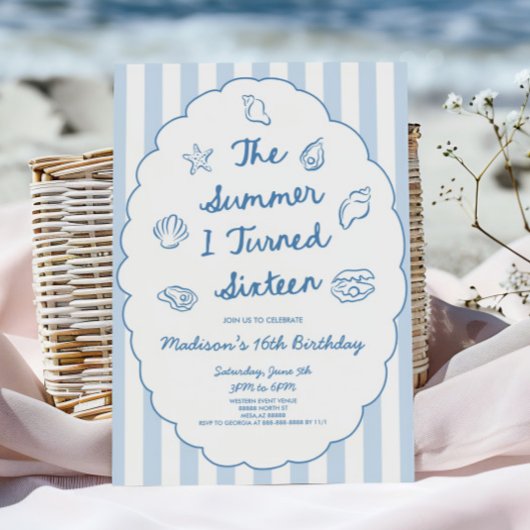 The Summer I Turned Sixteen 16th Birthday Party 招待状
