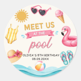 The Summer Pool Birthday Sticker ラウンドシール