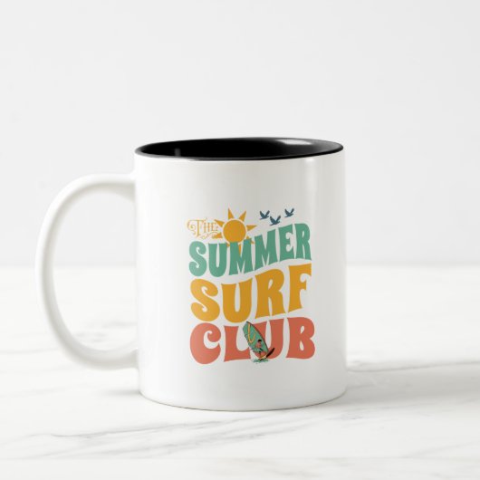 The Summer Surf Club-Beach-Summer-Surf-Funny ツートーンマグカップ (左)