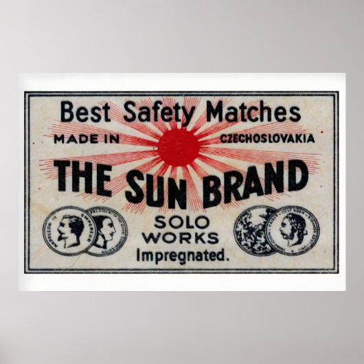The Sun Brand - Matchbox Print - Czech Wall Art ポスター (正面)
