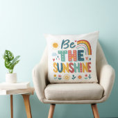 The Sunshine Typography Throw Pillow with Rainbow クッション (椅子)