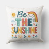 The Sunshine Typography Throw Pillow with Rainbow クッション (裏面)