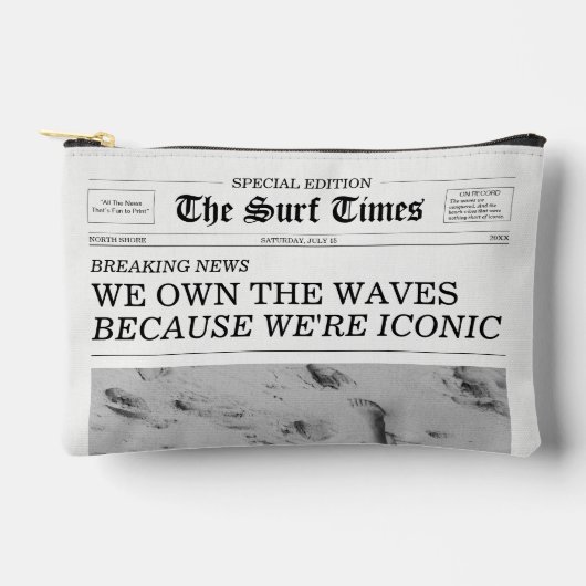 The Surf Times新聞 私たちは波を制する アクセサリーポーチ (正面)