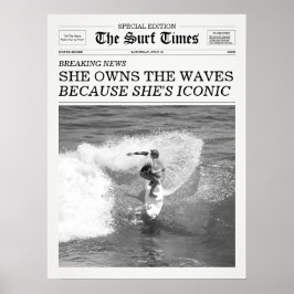 The Surf Times Newspaper She Owns The Waves ポスター