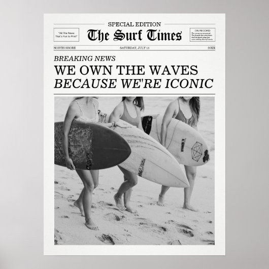The Surf Times Newspaper We Own The Waves ポスター (正面)