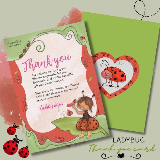 The Sweet Little Ladybug & Heart Card  サンキューカード