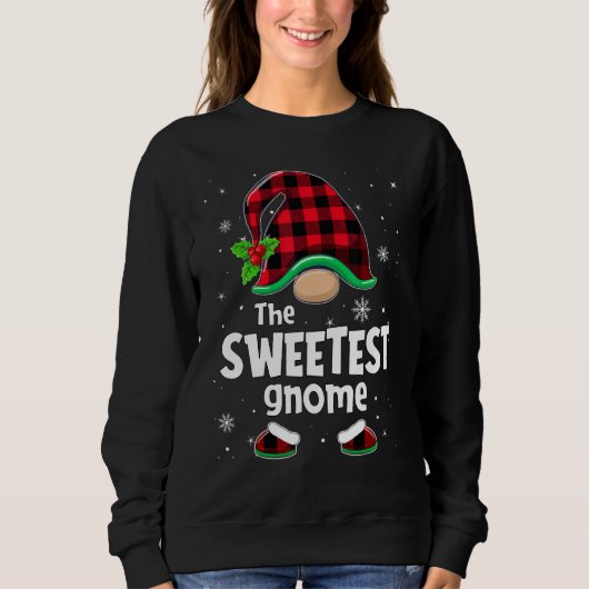 The Sweetest Gnome Buffalo Plaid Christmas Matchin スウェットシャツ (正面)