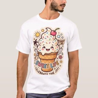 The Sweetest Life Ice Cream StickerT-Shirt Tシャツ