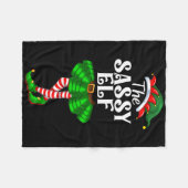 The Sy Elf Xmas Funny Christmas Matching Family Pa フリースブランケット (正面(横))