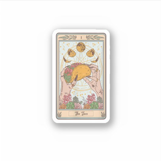 The Taco Tarot Card Funny Taco Lover Tacos Mexican シール (正面)