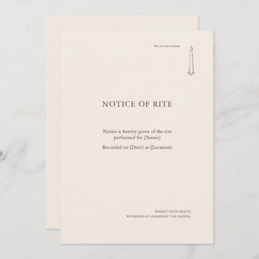 The Taper Flame- Religious Rite Notice Invitation 招待状 (正面/裏面)