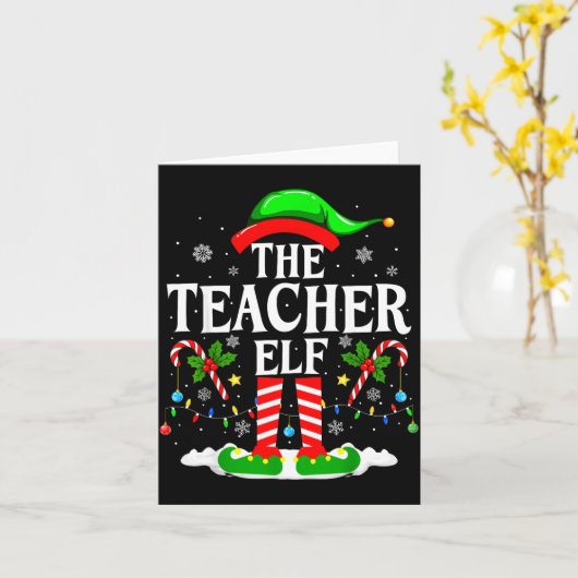 The Teacher Elf Funny Xmas Teachers Christmas Teac カード (黄色い花)