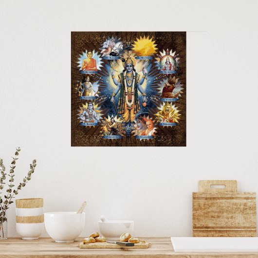 The Ten Avatars Of Lord Vishnu – ポスター (キッチン)
