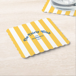The Thirty Club Yellow Beach Stripe 30th Birthday ペーパーコースター
