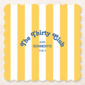 The Thirty Club Yellow Beach Stripe 30th Birthday ペーパーコースター (正面)