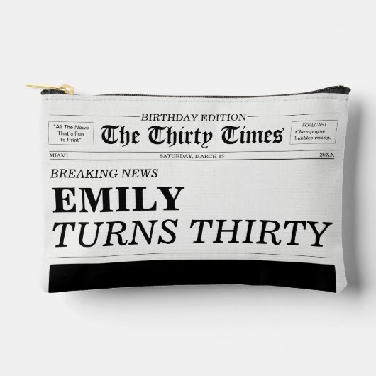 The Thirty Times Newspaper 30歳の誕生日パーティー アクセサリーポーチ (正面)