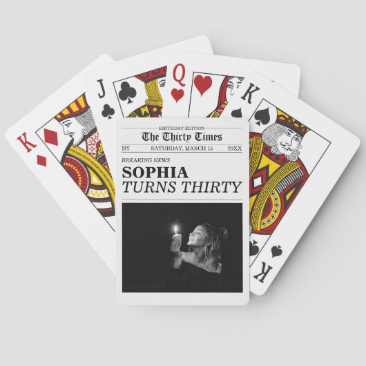 The Thirty Times Newspaper 30歳の誕生日パーティー トランプ (裏面)