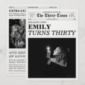 The Thirty Times Newspaper 30歳の誕生日パーティー 招待状 (正面/裏面)